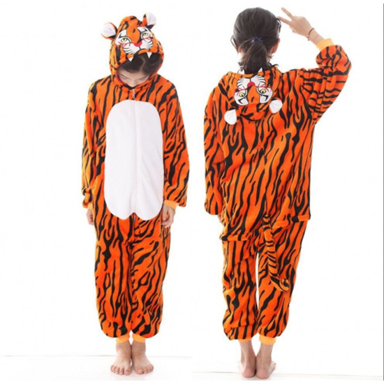 2-7Y Big Kid Style Animal Style Zipper Fleece Long Sleeve Jumpsuit  Kids Boutique Clothing   