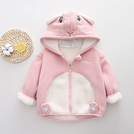 9M-4Y Short Style Zipper Fleece Animal Print Plush Warm Coat  Kids Boutique Clothing   