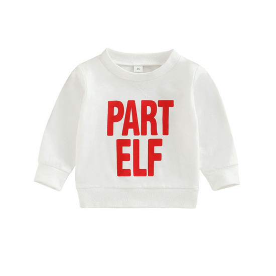 3M-3Y Round Neck Letter Print Long Sleeve White Tops Baby  Clothing   