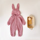 3M-3Y Bunny Ear Texture Vintage Solid Color Onesies Romper Jumpsuit Baby  Clothing   