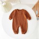 3M-3Y Solid Color Button Thick Line Sweater Long Sleeve Onesies Romper Jumpsuit Baby  Clothing   
