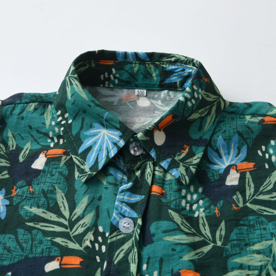 18M-7Y Toddler Boys Beach Leaves Casual Short-Sleeved Shirts  Boys Clothing   