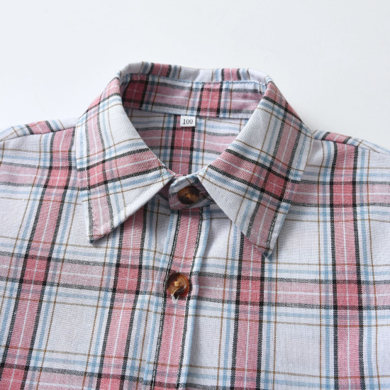 18M-7Y Toddler Boys Plaid Short Sleeve Lapel Shirts  Boys Clothing   