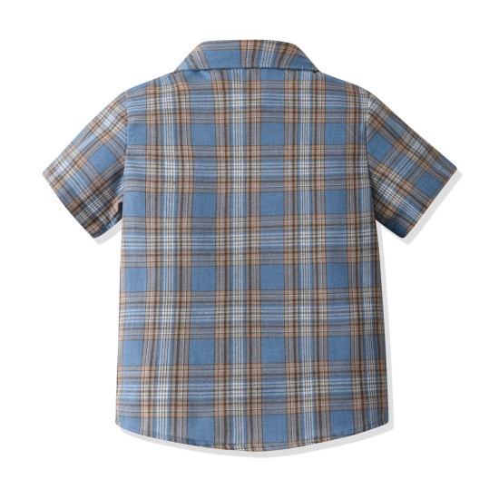 18M-7Y Toddler Boys Plaid Short Sleeve Lapel Shirts  Boys Clothing   