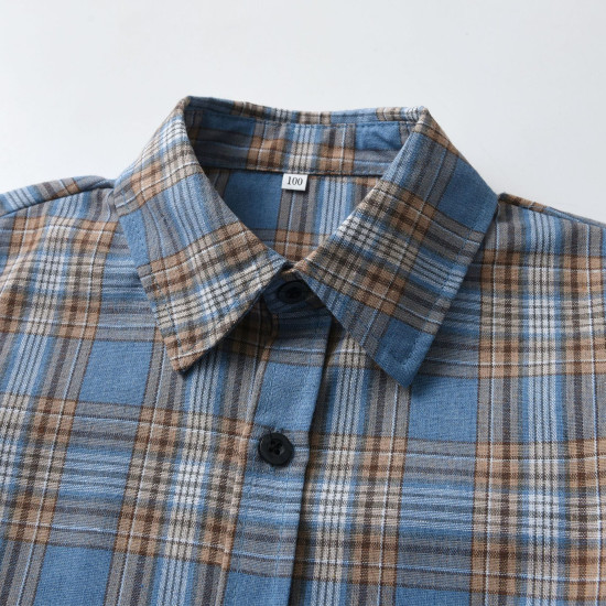 18M-7Y Toddler Boys Plaid Short Sleeve Lapel Shirts  Boys Clothing   