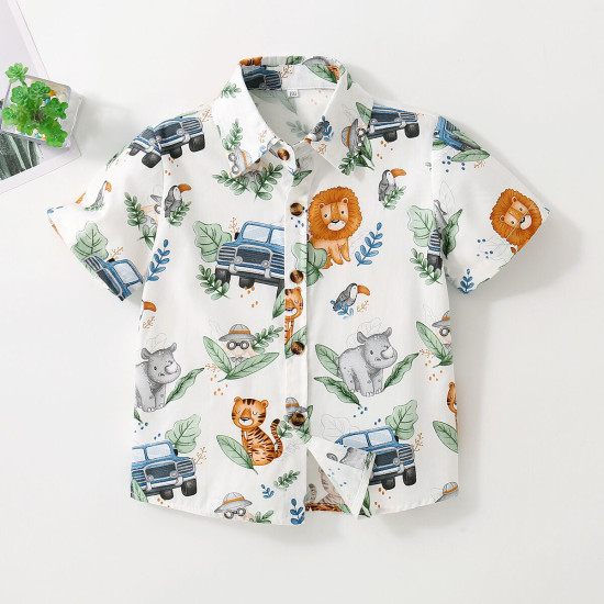 18M-7Y Toddler Boys Casual Vacation Printed Top Short-Sleeved Shirts  Boys Clothing   