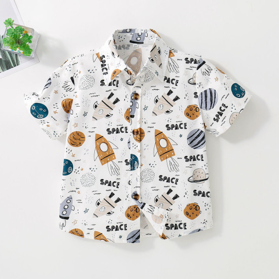 18M-7Y Toddler Boys Casual Vacation Printed Top Short-Sleeved Shirts  Boys Clothing   