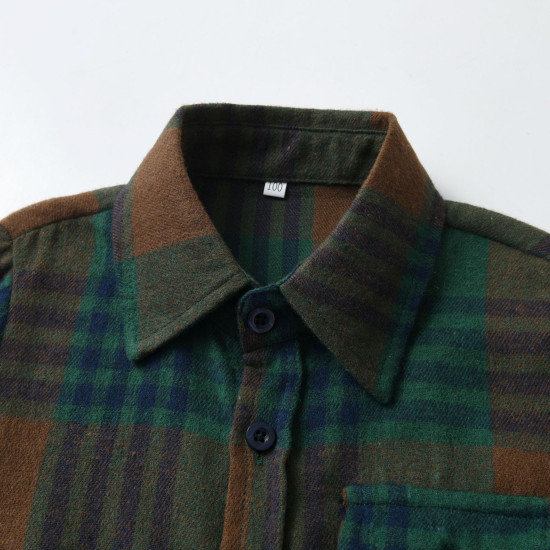 12M-6Y Toddler Boys Lapel Plaid Long Sleeve Casual Shirts  Boys Clothing   