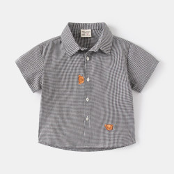 18M-6Y Toddler Boys Bear Plaid Lapel Shirts  Boys Clothing   