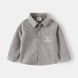18M-6Y Toddler Boys Dinosaur Embroidery Corduroy Shirts  Boys Clothing   