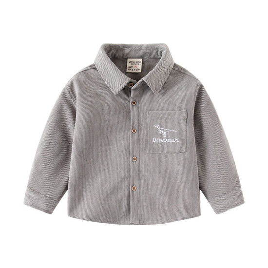 18M-6Y Toddler Boys Dinosaur Embroidery Corduroy Shirts  Boys Clothing   