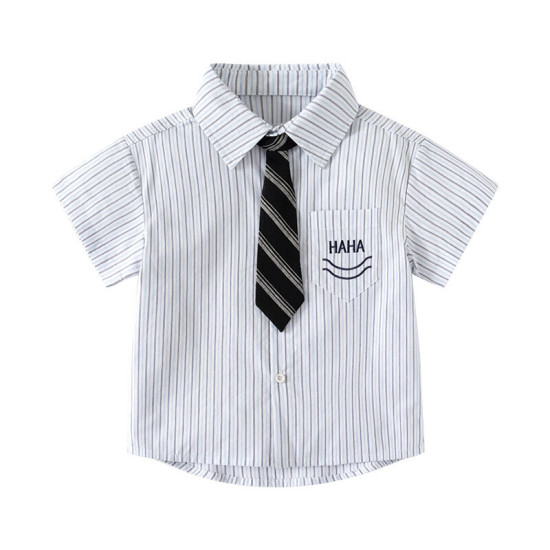 18M-6Y Toddler Boys Striped Embroidered Tie Shirts  Boys Clothing   