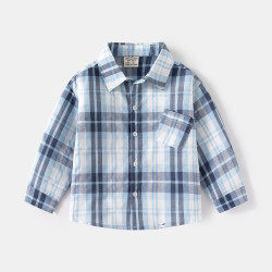 18M-6Y Toddler Boys Plaid Shirts Lapel Long Sleeve  Boys Clothing   