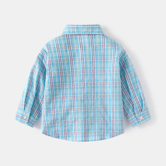 18M-6Y Toddler Boys Lion Plaid Lapel Shirts  Boys Clothing   