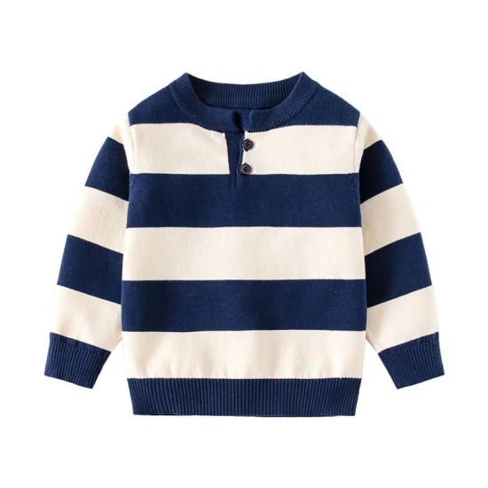 18M-6Y Toddler Boys Half Buttoned Collar Contrast Knitted Sweaters  Boys Clothing   