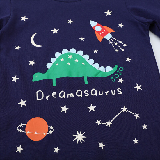 18M-7Y Toddler Boys Dino Print Fluorescence Long Sleeve Tops  Boys Clothes   