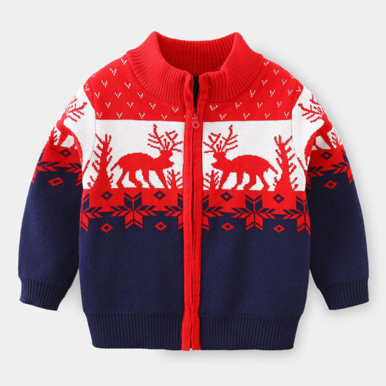 18M-6Y Toddler Boys Christmas Zipper Turtleneck Sweater  Boys Clothing   