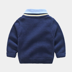18M-6Y Toddler Boys Fake Two Piece Shirt Collar Pullover Sweater  Boys Clothing   