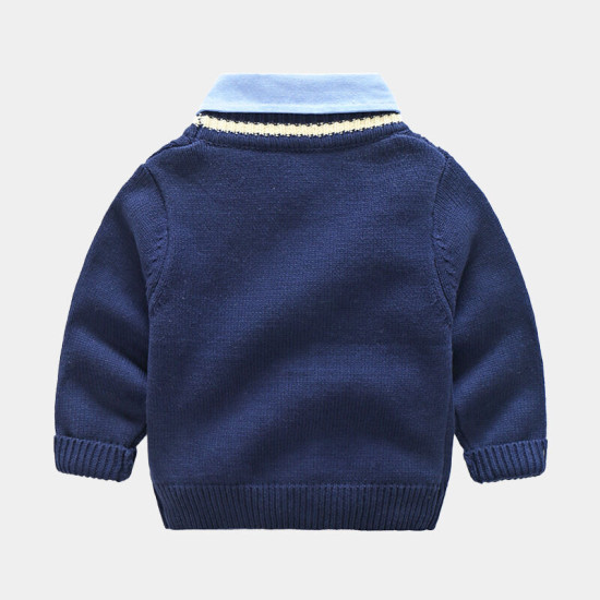 18M-6Y Toddler Boys Fake Two Piece Shirt Collar Pullover Sweater  Boys Clothing   