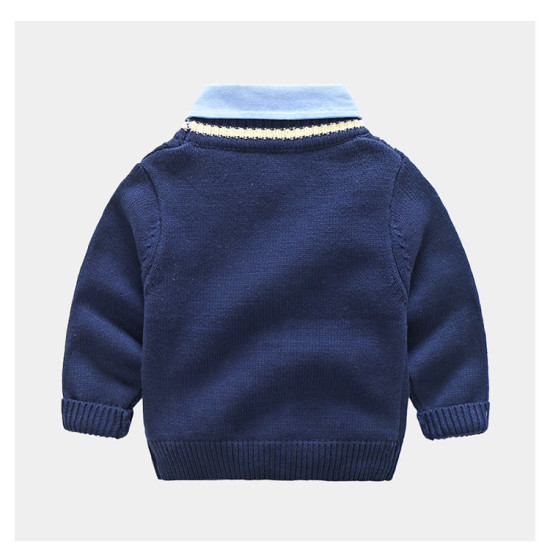 18M-6Y Toddler Boys Fake Two Piece Shirt Collar Pullover Sweater  Boys Clothing   