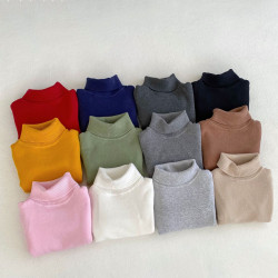 2-10Y Kids Sweaters High Collar Knitted Pullover Bottoming Tops 12 Colors  Toddler Boutique Clothing   