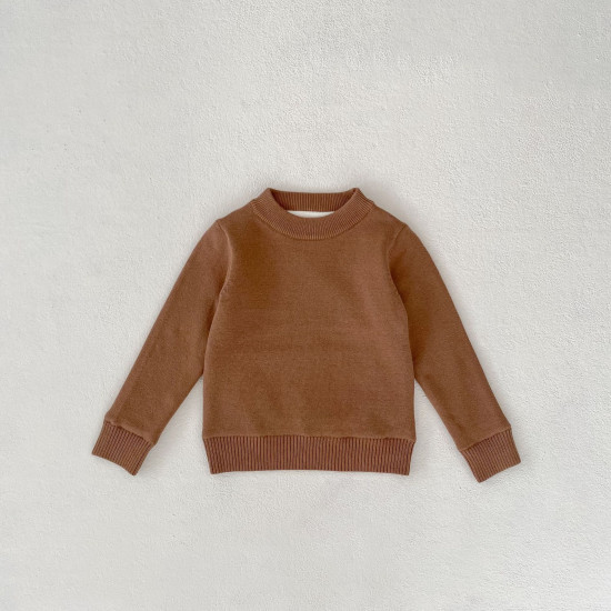 2-10Y Kids Knitted Sweaters Solid Color Pullover Bottoming Tops  Toddler Boutique Clothing   
