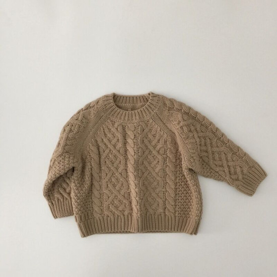 12M-7Y Toddler Solid Color Twist Knitted Sweater For Boys And Girls  Toddler Clothing   