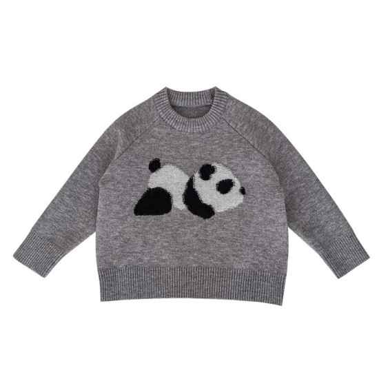 18M-8Y Kids Boys Cartoon Panda Knitted Crew Neck Sweater  Boys Clothing   