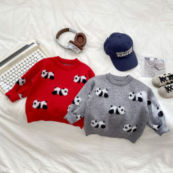 18M-8Y Kids Boys Panda Knitted Crew Neck Sweater  Boys Clothing   