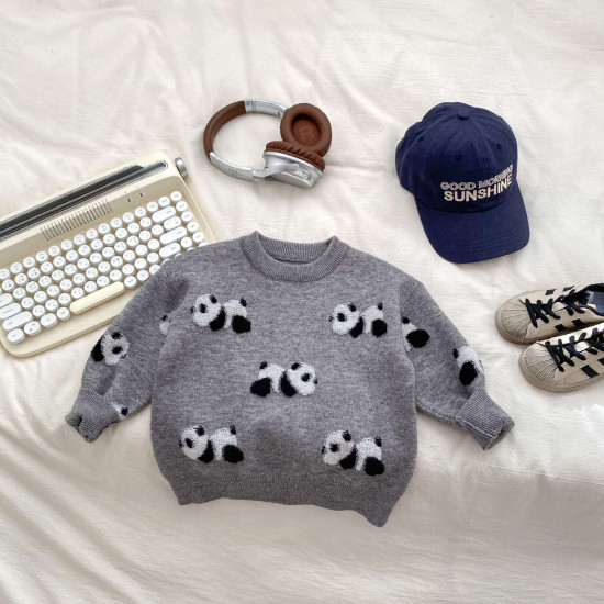 18M-8Y Kids Boys Panda Knitted Crew Neck Sweater  Boys Clothing   