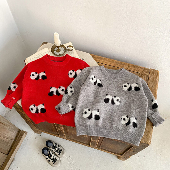 18M-8Y Kids Boys Panda Knitted Crew Neck Sweater  Boys Clothing   