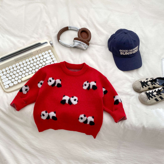18M-8Y Kids Boys Panda Knitted Crew Neck Sweater  Boys Clothing   