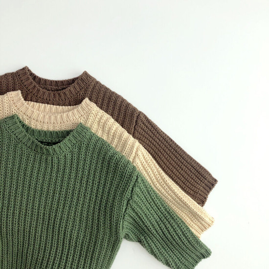 9M-6Y Toddler Plain Handmade Thick Needle Sweater  Toddler Boutique Clothing   
