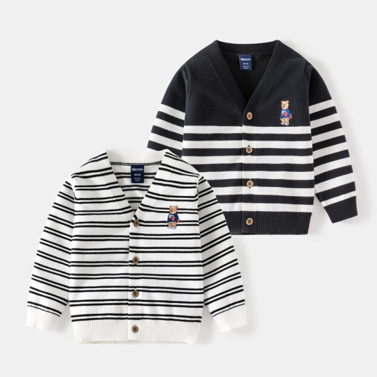 18M-6Y Toddler Boys Wool Button Cardigan Embroidered Sweater  Boys Clothing   