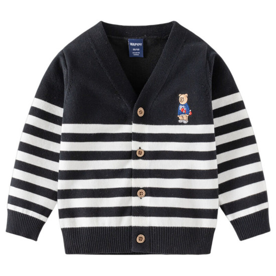 18M-6Y Toddler Boys Wool Button Cardigan Embroidered Sweater  Boys Clothing   