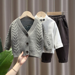 9M-4Y Bear Print Long Sleeve Knitwear Cardigan  Kids Boutique Clothing   