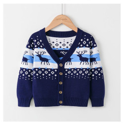 2-7Y Toddler Christmas V-Neck Fawn Knitted Cardigan Jumper  Toddler Boutique Clothing   