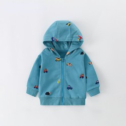 18M-7Y Toddler Boys Car Hooded Zipper Sweatshirt  Boys Clothes   