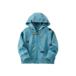 18M-7Y Toddler Boys Car Hooded Zipper Sweatshirt  Boys Clothes   