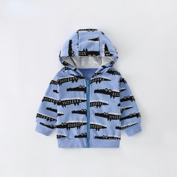 18M-7Y Toddler Boys Crocodile Zip-Up Hooded Long-Sleeved Sweatshirt  Boys Clothes   
