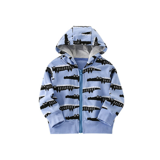 18M-7Y Toddler Boys Crocodile Zip-Up Hooded Long-Sleeved Sweatshirt  Boys Clothes   