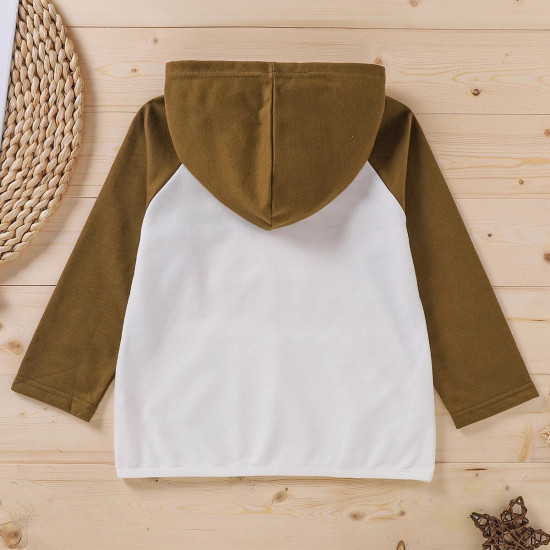 18M-6Y Toddler Boys Letter Print Stitching Long-Sleeved Hooded Sweatshirt  Boys Clothing   