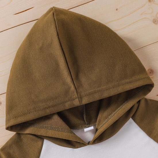 18M-6Y Toddler Boys Letter Print Stitching Long-Sleeved Hooded Sweatshirt  Boys Clothing   