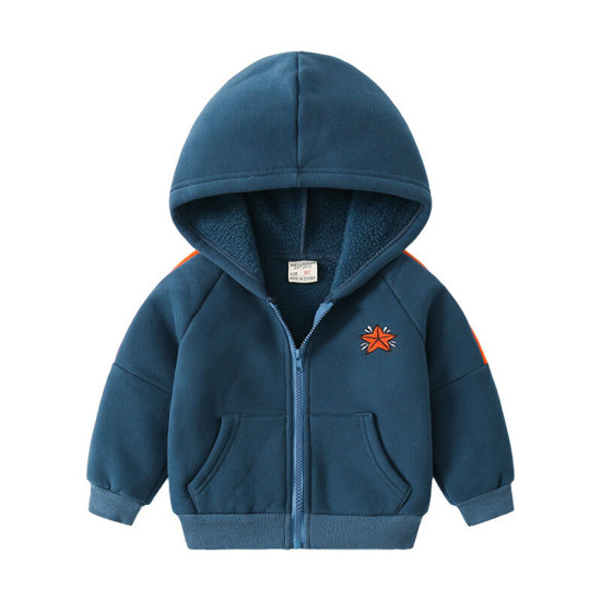 18M-6Y Toddler Boys Zipper Embroidered Hooded Jacket  Boys Clothing   