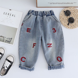 12M-5Y Toddler Boys Embroidered Letter Jeans  Boys Clothing   