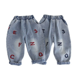 12M-5Y Toddler Boys Embroidered Letter Jeans  Boys Clothing   