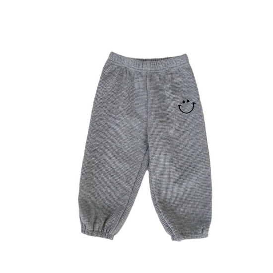 9M-5Y Toddler Boys Smiley Embroidered Waffle Track Pants  Boys Boutique Clothing   