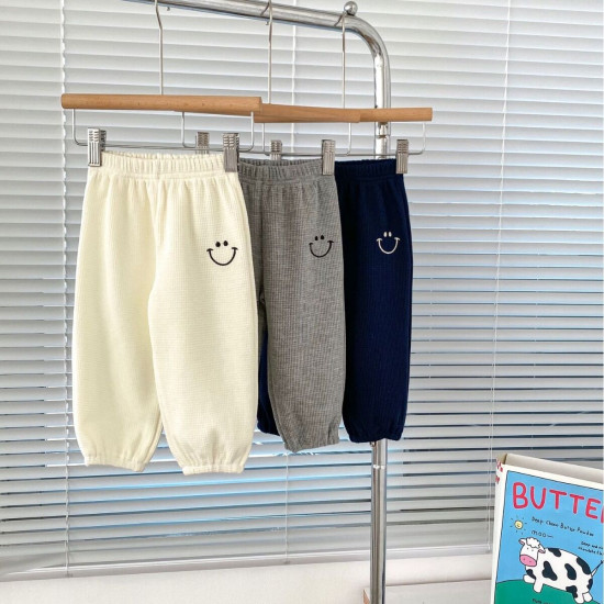 9M-5Y Toddler Boys Smiley Embroidered Waffle Track Pants  Boys Boutique Clothing   
