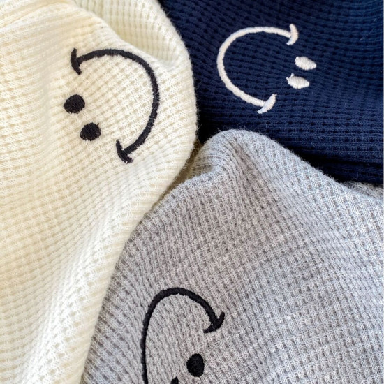 9M-5Y Toddler Boys Smiley Embroidered Waffle Track Pants  Boys Boutique Clothing   