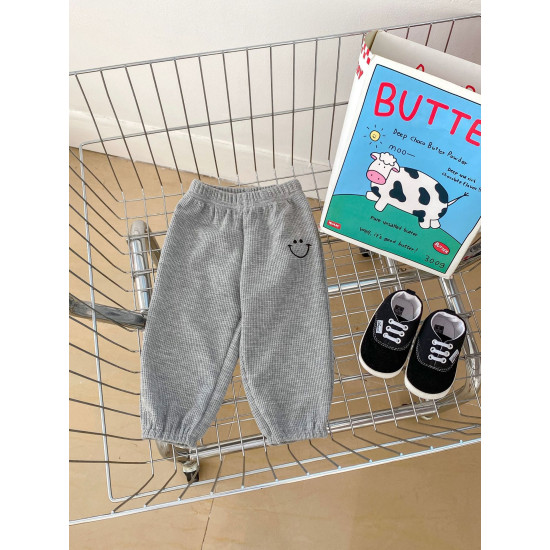 9M-5Y Toddler Boys Smiley Embroidered Waffle Track Pants  Boys Boutique Clothing   